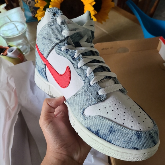 Women's Nike Dunk High Top, Multi-Color/Habanero Red-White - Picture 3 of 8